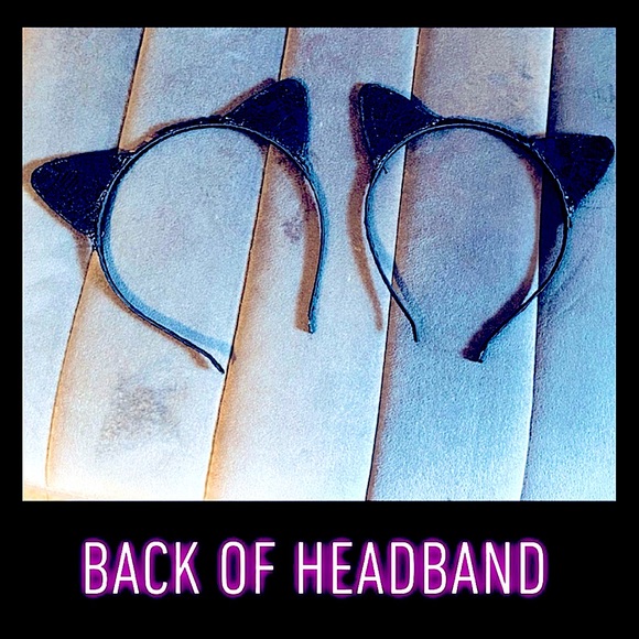🎊💥HP!!💥🎊 Black Lace & Sequin Cat Ears Headband - Picture 6 of 9